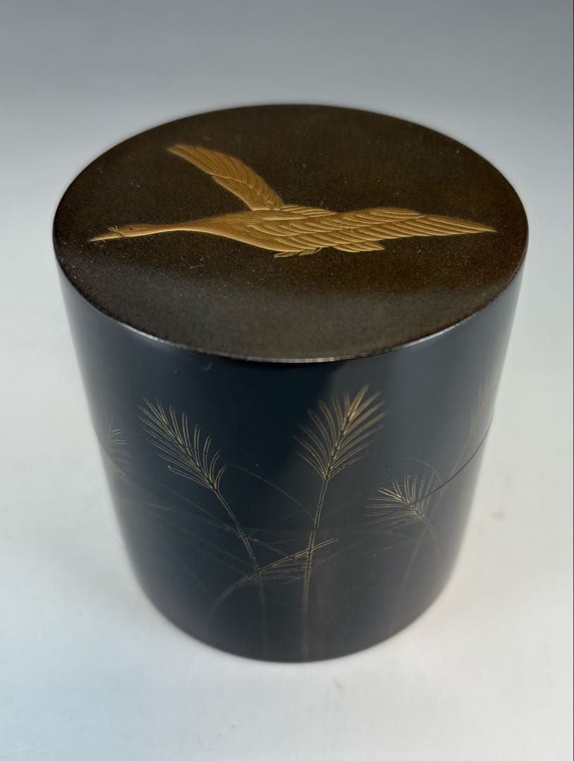 【中古品】中村宗悦造　月に雁蒔絵中次棗（共箱）USED〈税込•送料込〉