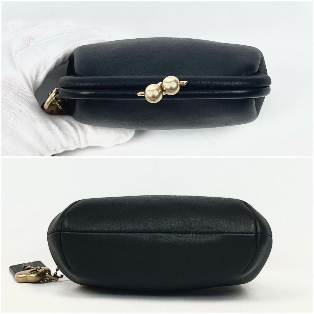 美品 COACH コーチ キスロック がま口 ケース グラブタンレザー 黒