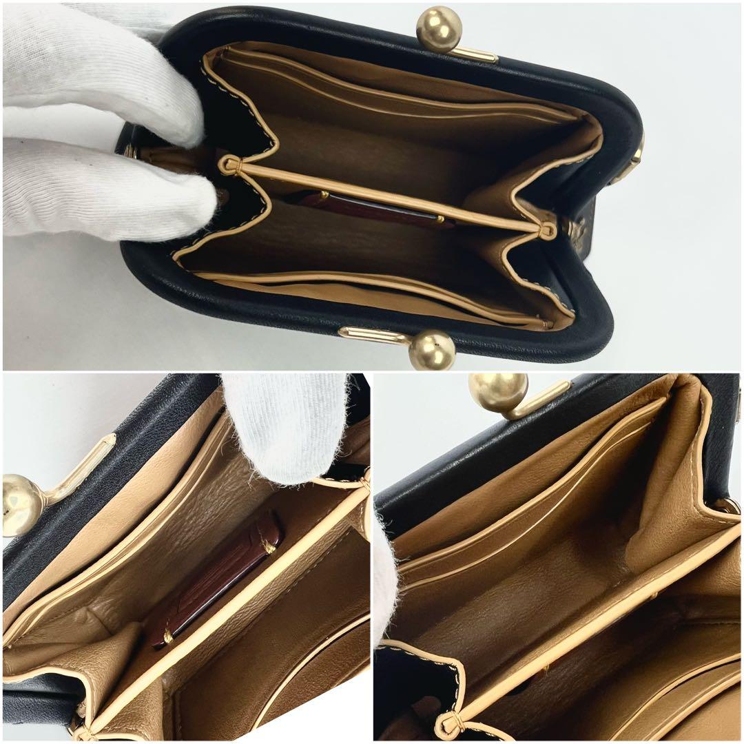 美品 COACH コーチ キスロック がま口 ケース グラブタンレザー 黒