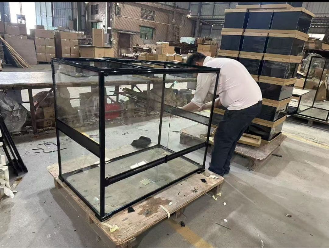 爬虫類両生類飼育ケージ組み立て式 ガラス飼育ケージ60x40x80cm引取り限定