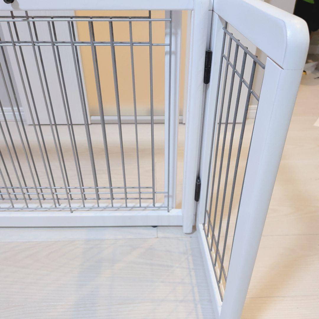 ペット用 木製おくだけゲート ホワイト　ワイド