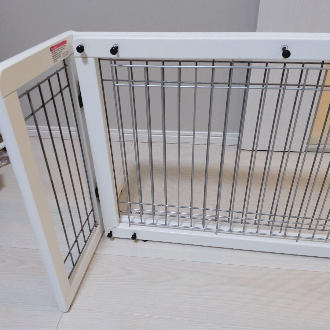 ペット用 木製おくだけゲート ホワイト　ワイド