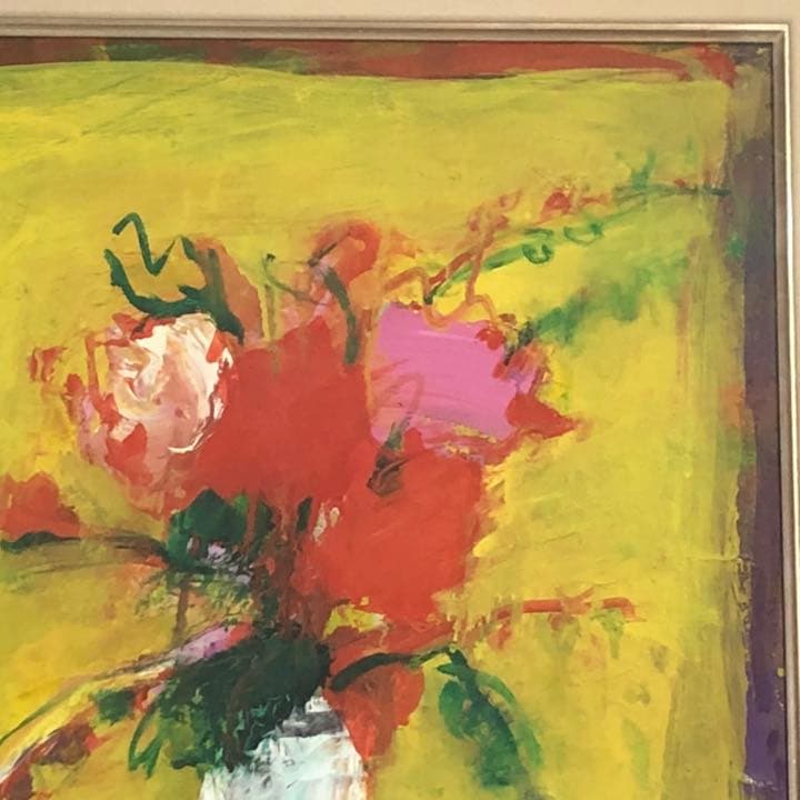 吉岡耕二　花　油絵 F10号　サロン ドートンヌ正会員　大阪出身　百貨店取扱