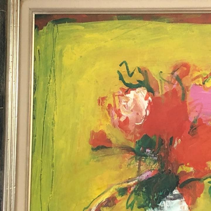 吉岡耕二　花　油絵 F10号　サロン ドートンヌ正会員　大阪出身　百貨店取扱