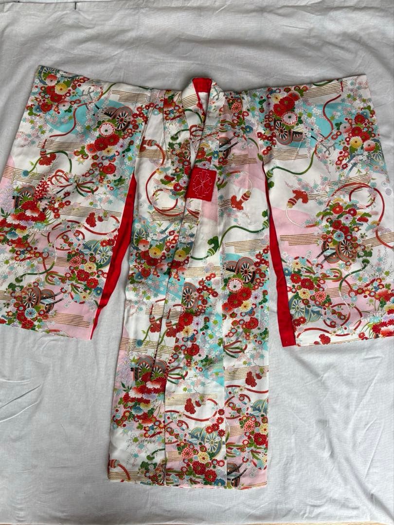 七五三 3歳 女の子 アンティーク着物 帯 エプロン被布 セット