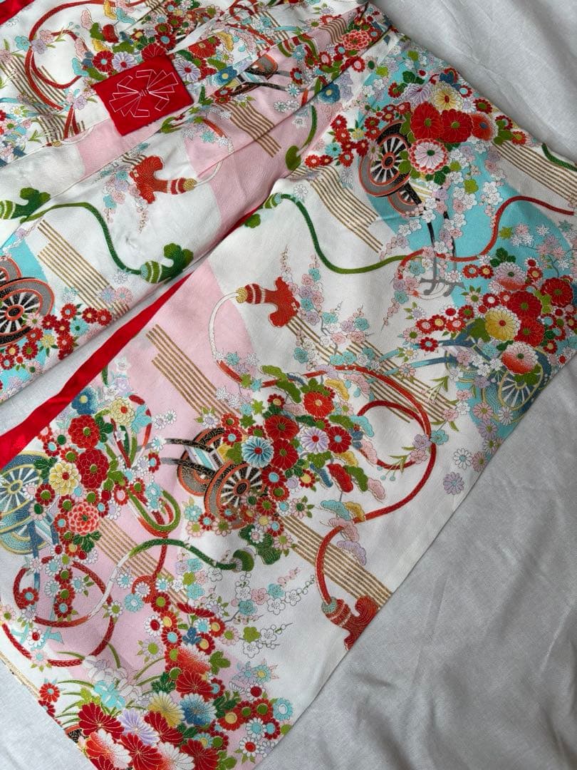 七五三 3歳 女の子 アンティーク着物 帯 エプロン被布 セット