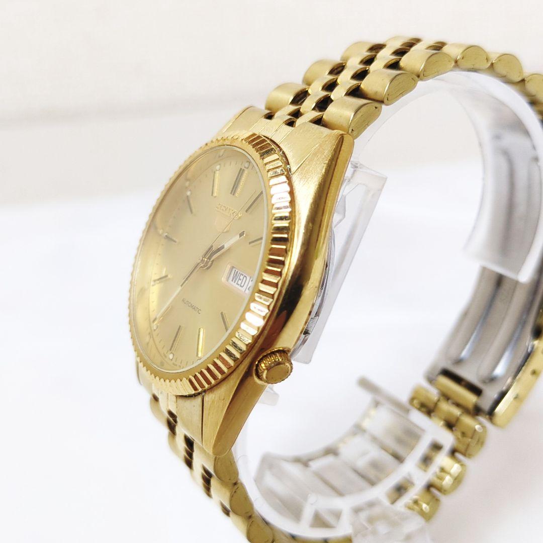 【美品】SEIKO5 自動巻き 稼働品 デイデイト 腕時計 裏スケ