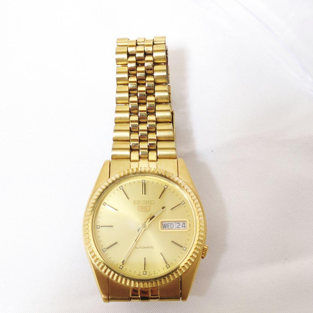【美品】SEIKO5 自動巻き 稼働品 デイデイト 腕時計 裏スケ