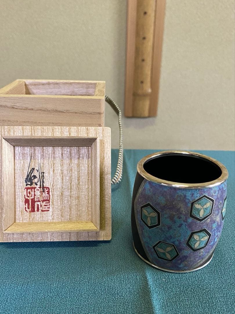 茶道具/蓋置 上沼緋佐子　泥釉七宝『亀甲文 いにしえ』