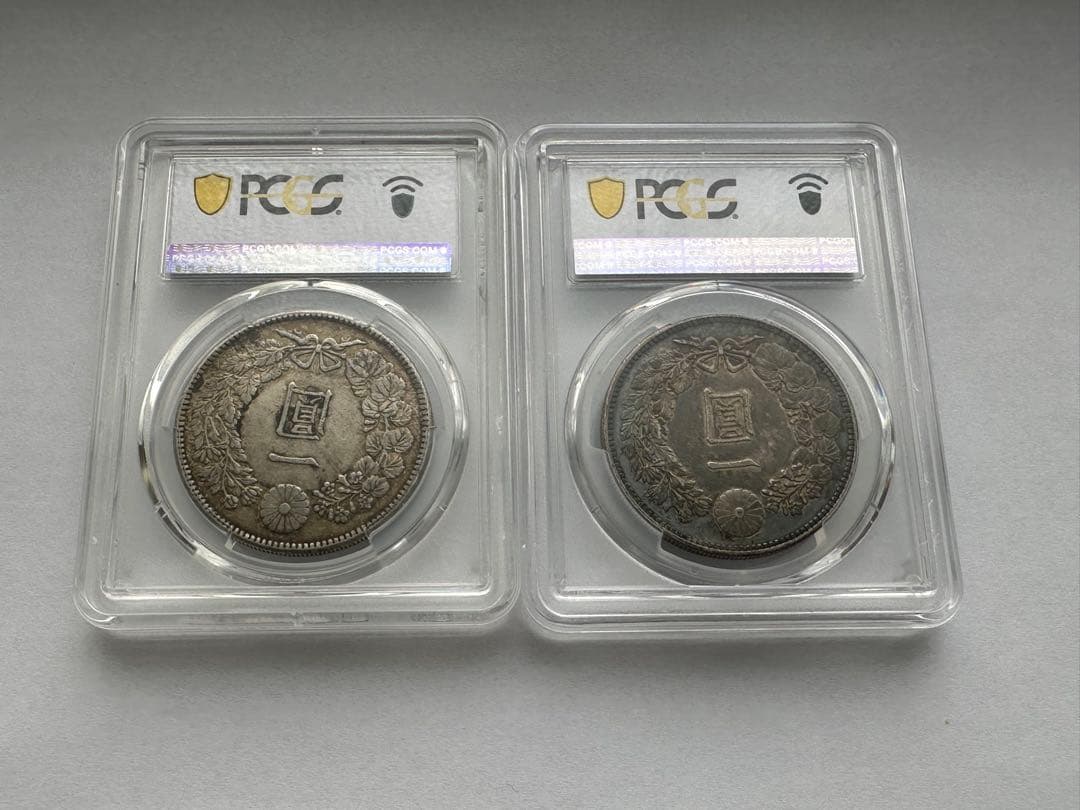 1円銀貨　一圓銀貨 明治27年 PCGS鑑定一円銀貨　2枚銀貨　綺麗なトーン本物