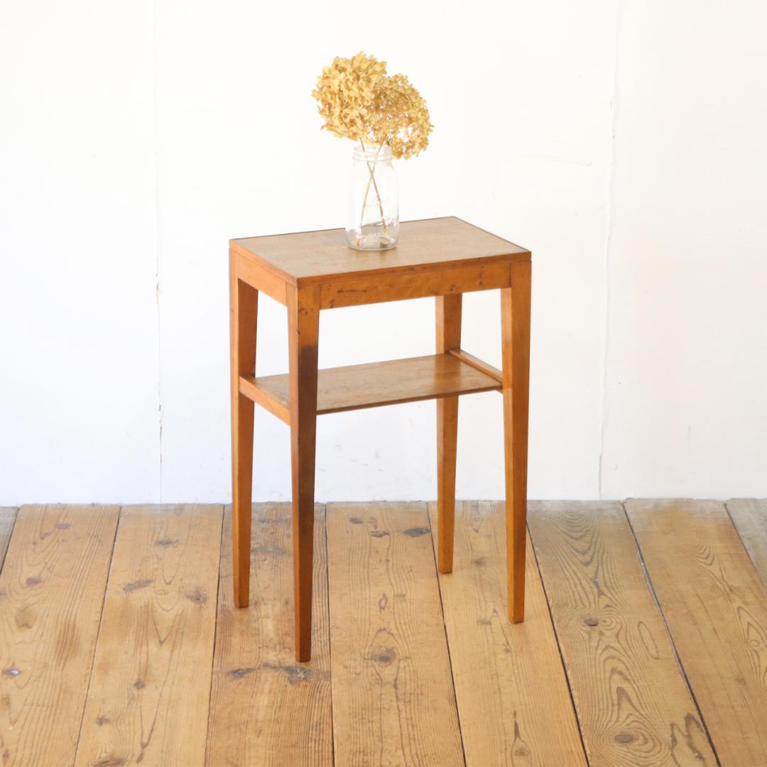 レトロ 花台 飾り台 展示台 テーブル 机 ラワン材 メラミン天板 ナチュラル