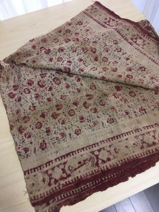 アンティーク　古手手描き鬼更紗（おにざらさ）　インド更紗 ヴィンテージ