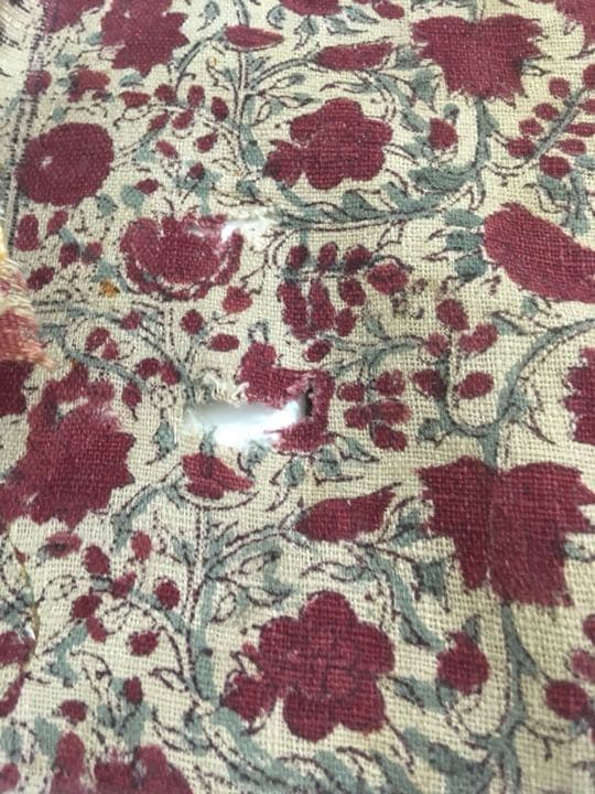 アンティーク　古手手描き鬼更紗（おにざらさ）　インド更紗 ヴィンテージ