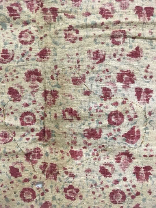 アンティーク　古手手描き鬼更紗（おにざらさ）　インド更紗 ヴィンテージ