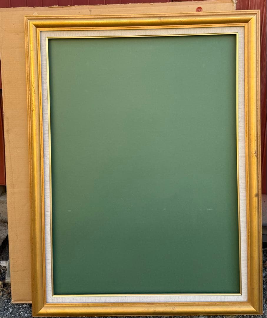 P40サイズ　 アンティーク調ゴールド油彩額縁 12/3前面アクリル板＆供箱付き