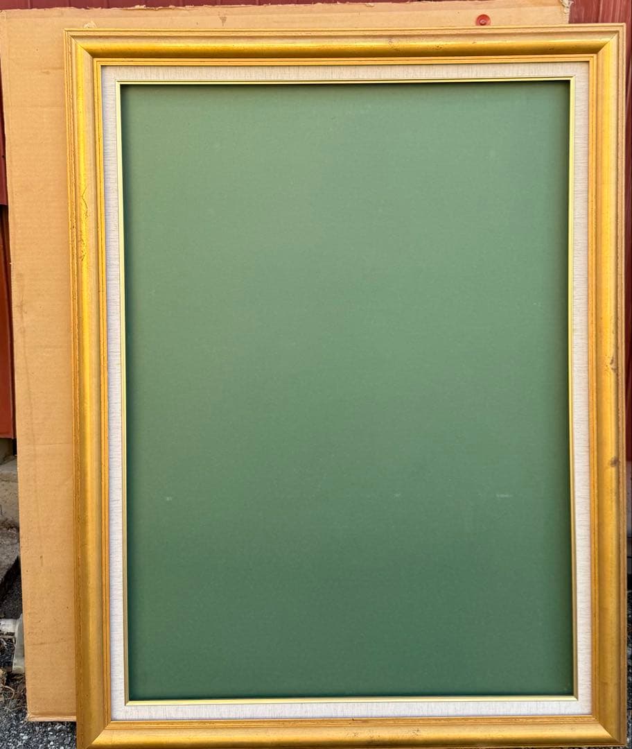 P40サイズ　 アンティーク調ゴールド油彩額縁 12/3前面アクリル板＆供箱付き