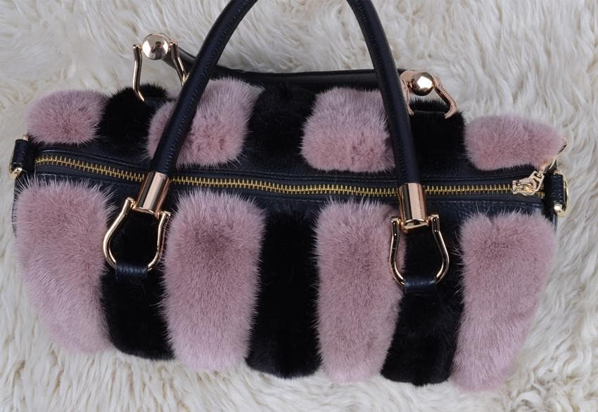 新品◆限定 高級本革&ミンク毛皮使用！2wayショルダーバッグ /毛皮ファー
