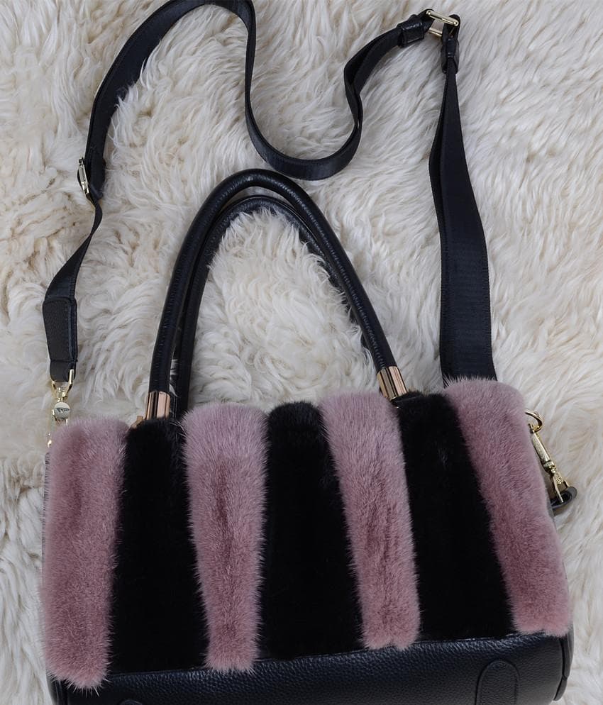 新品◆限定 高級本革&ミンク毛皮使用！2wayショルダーバッグ /毛皮ファー
