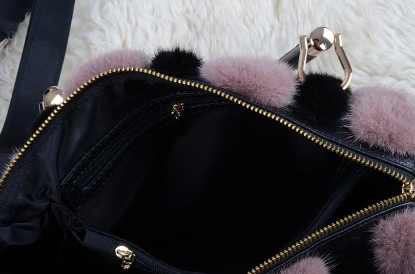 新品◆限定 高級本革&ミンク毛皮使用！2wayショルダーバッグ /毛皮ファー