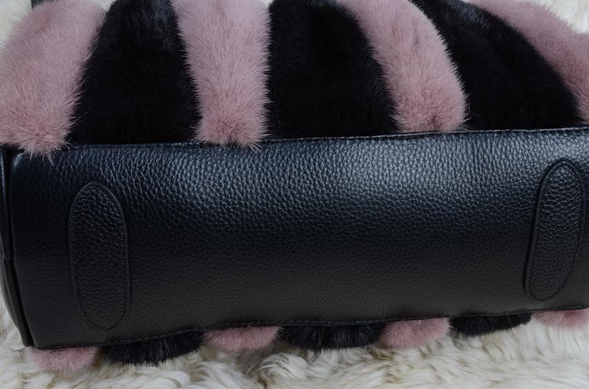 新品◆限定 高級本革&ミンク毛皮使用！2wayショルダーバッグ /毛皮ファー