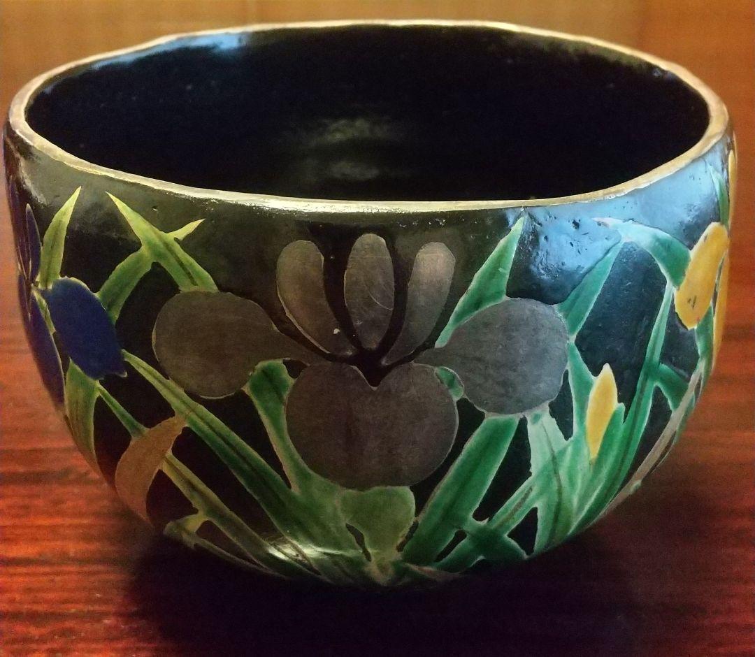 色絵かきつばた茶盌★八世乾山如仙造