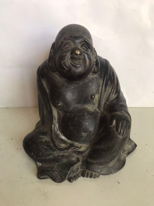 仏像古銅製，時代物，古董品，細工，（旧家藏出し）高10cm，重850克