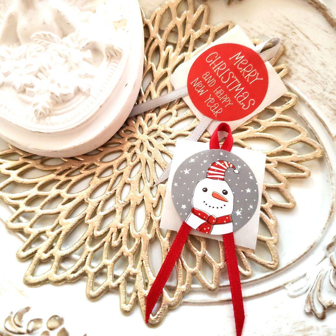 No.122　リボン付きサンキューシール　クリスマス　リボンシール　ギフトシール