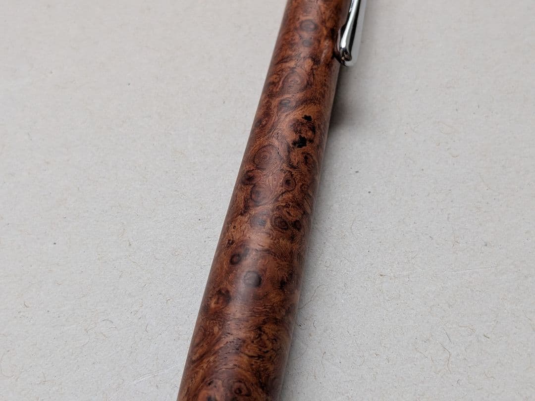 【上杢・美品】工房楔 花梨瘤 ルーチェペン ボールペン 濃赤 木軸 箱付き