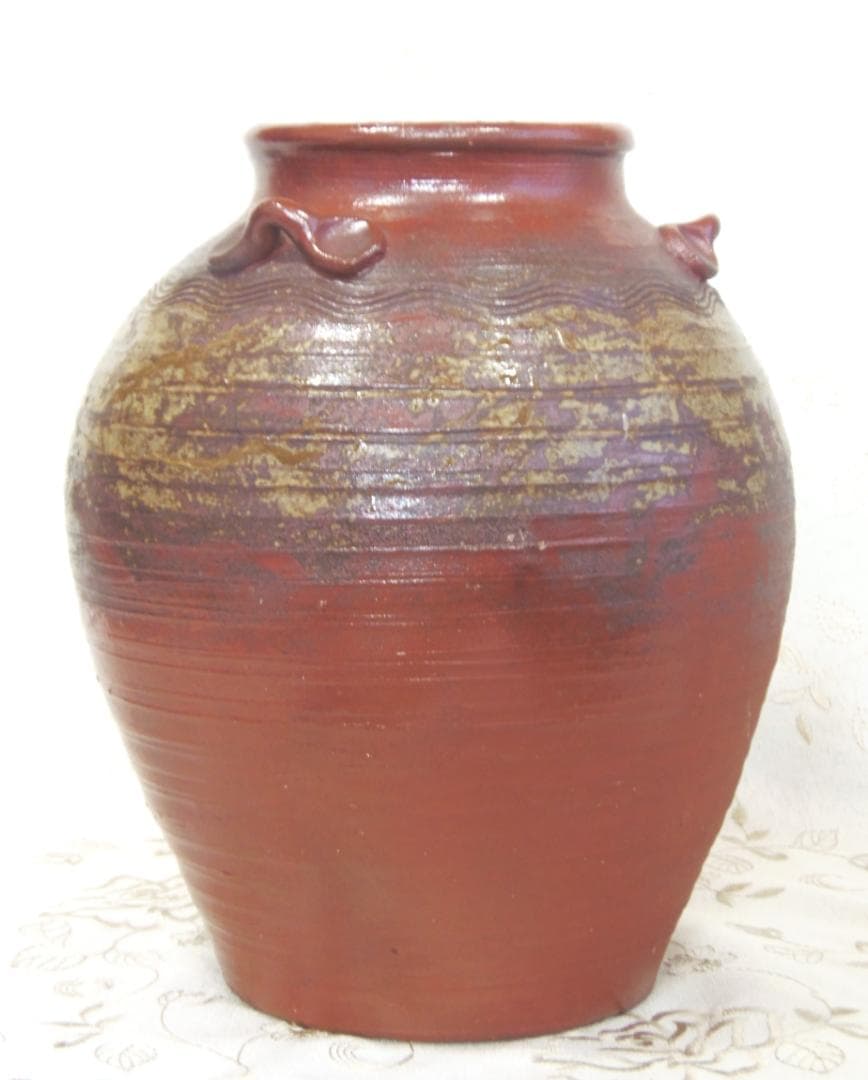 備前焼 古備前 三耳茶壺 花瓶 骨董 花器 フラワーベース 和風 置物