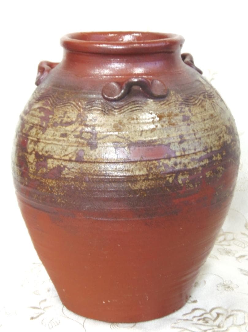 備前焼 古備前 三耳茶壺 花瓶 骨董 花器 フラワーベース 和風 置物