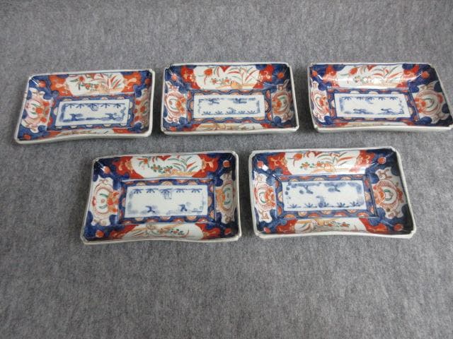 伊万里色絵染錦長皿5枚 [B27312]