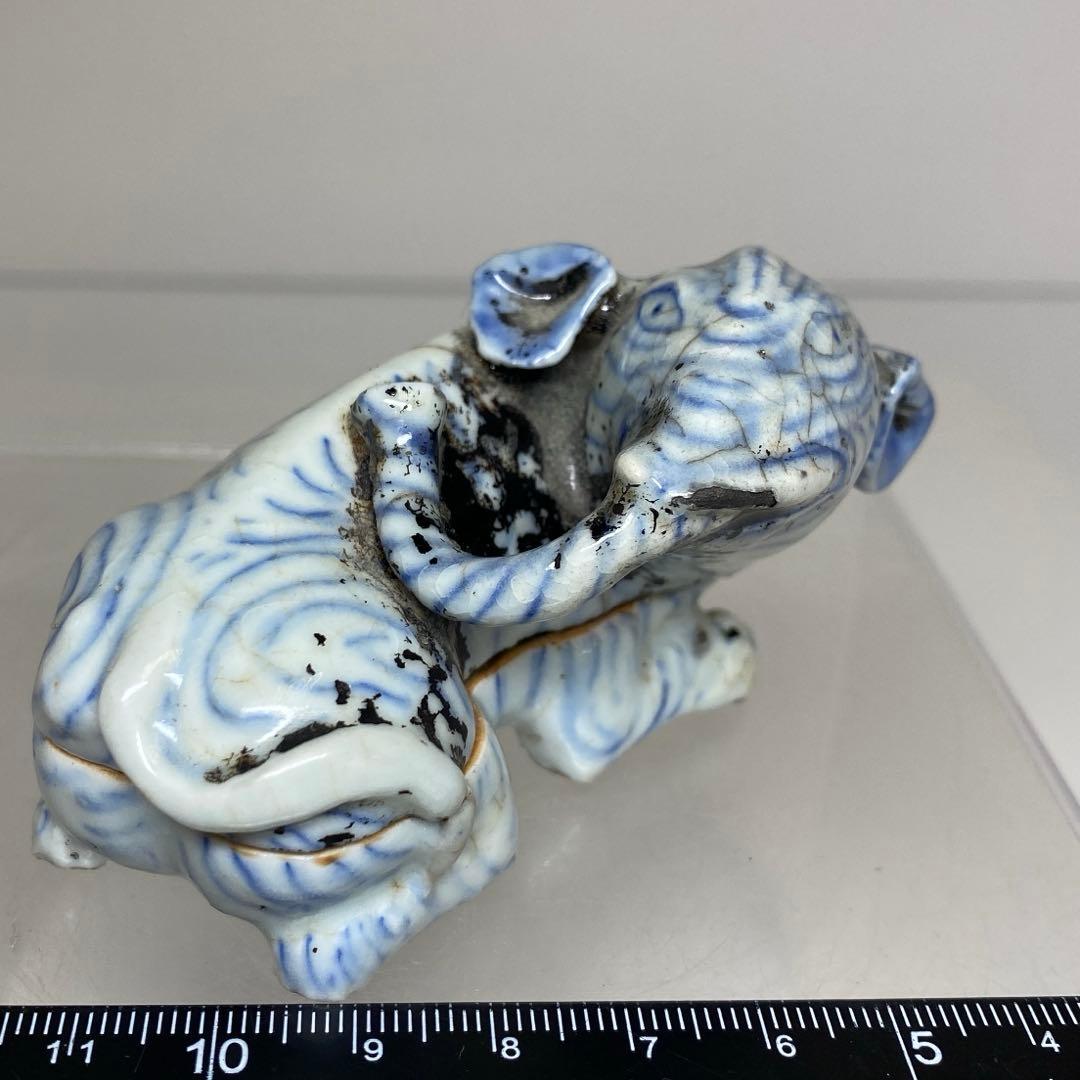 李朝　青花　象文　香合　タサチ　東さ8-0128☆2F