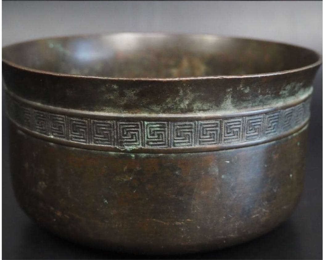 送料無料　江戸時代　砂張り　古銅建水　煎茶道具　検/銀瓶鉄瓶茶托茶壺古錫玉川堂