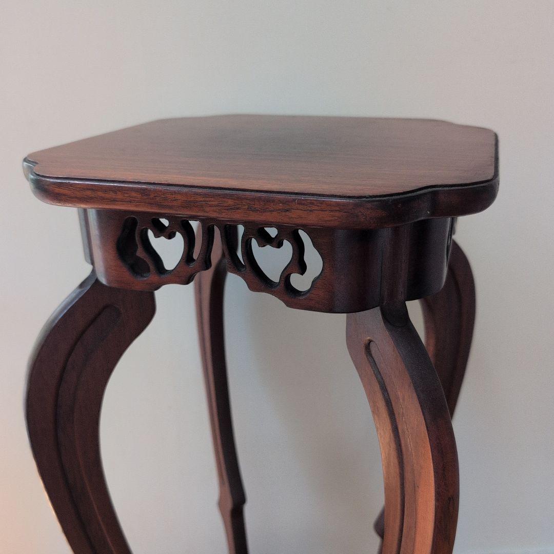 指物工芸　総シタン材(紫檀)　漆塗り 花台 アンティーク