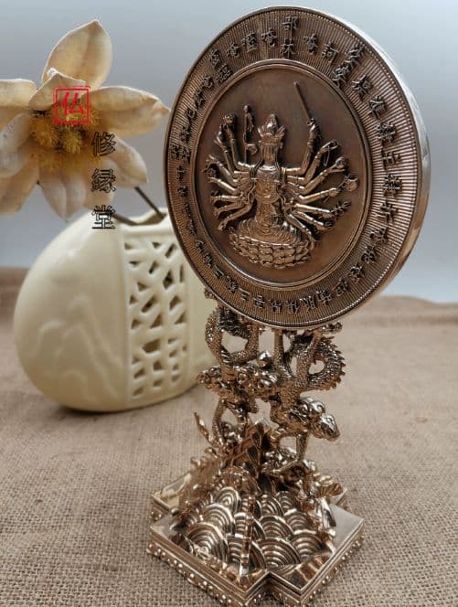 【修縁堂】密教法具古美術品 準提鏡 大きいサイズ 辟邪 開運 芸品 置物法器法具