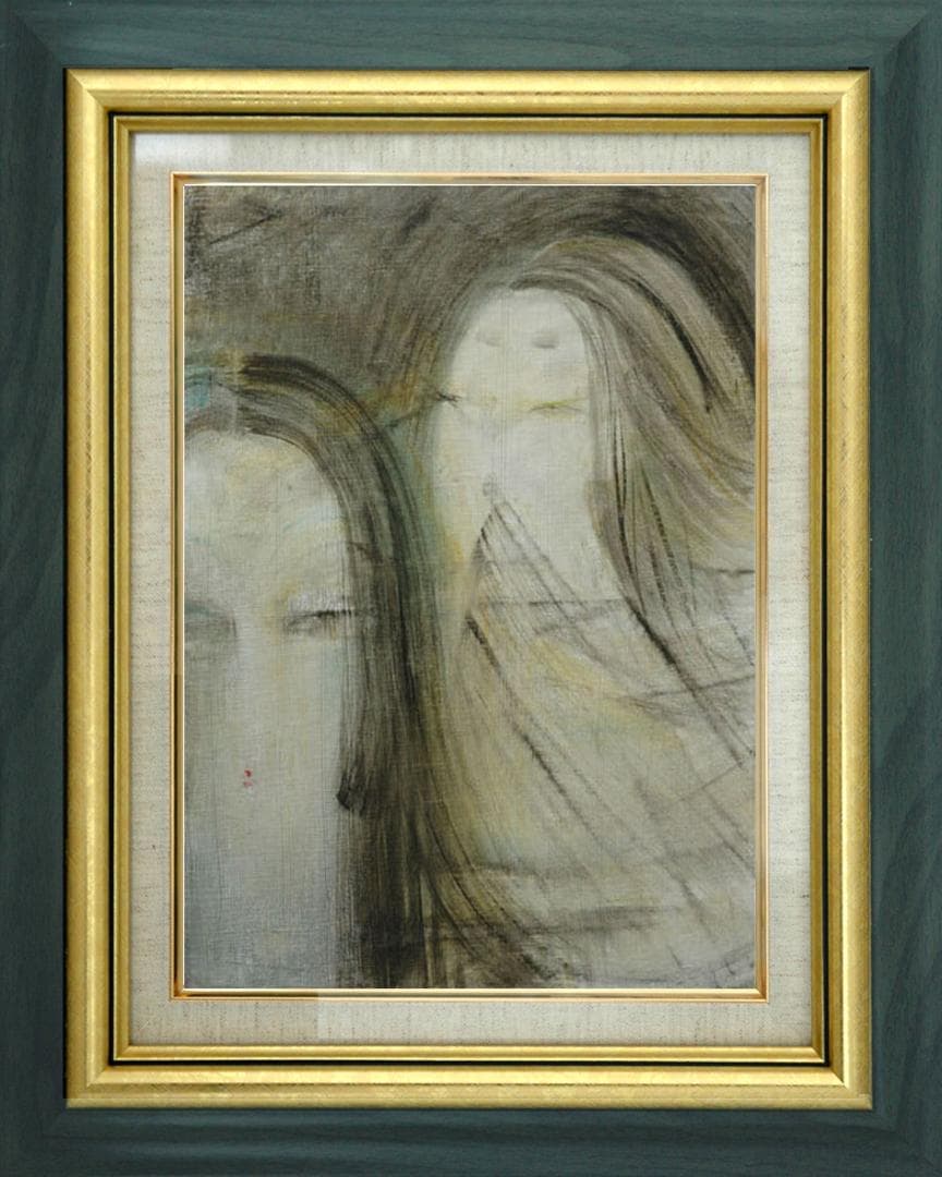 油絵 絵 絵画 インテリア 額付(黒) F6-050413 人物 女性像