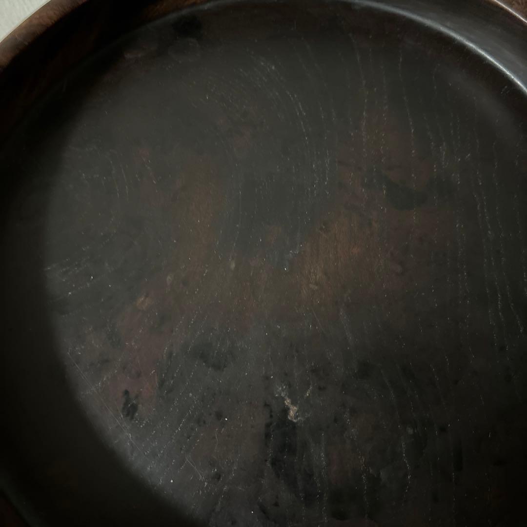 古い木地盆⑨ 丸盆　古民芸　アンティーク　くり抜き盆　酒器　煎茶　骨董　検:李朝