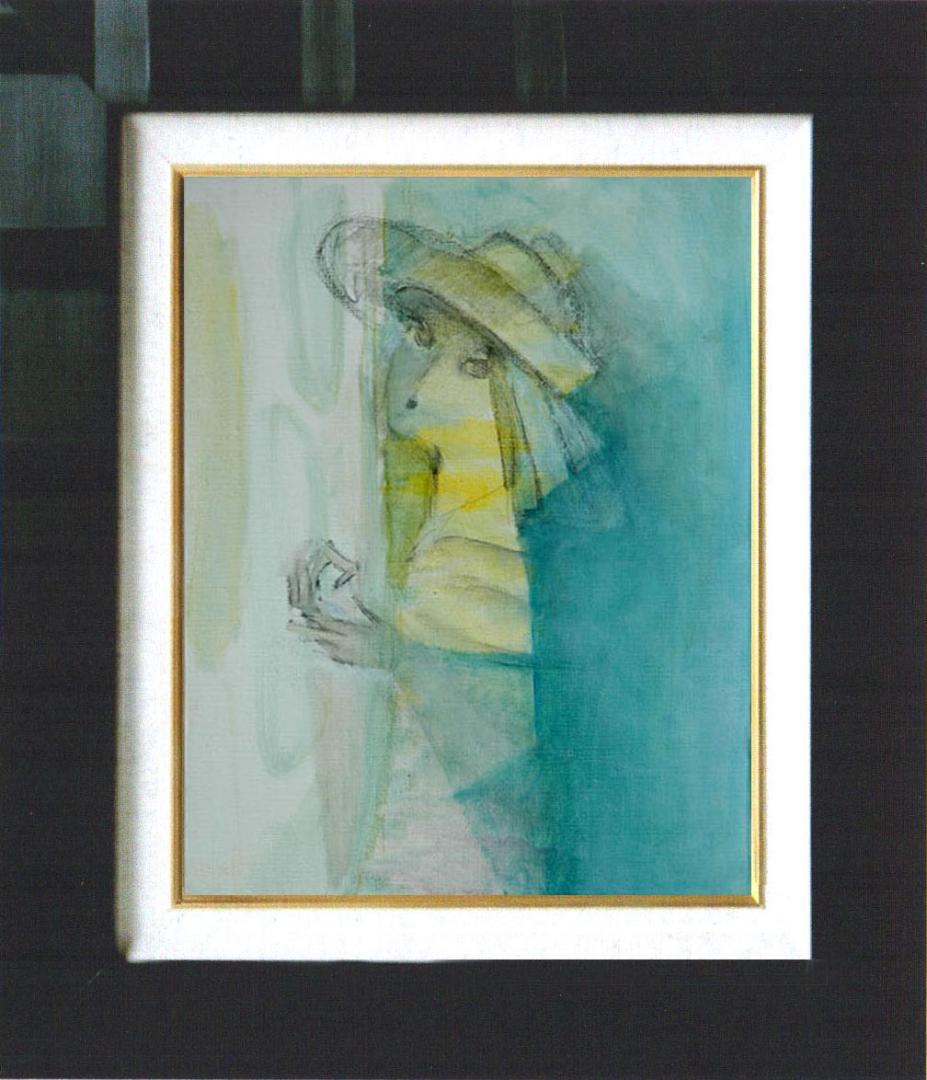 油絵 菅家令子 絵 絵画インテリア 額付(黒) F4-071012 人物 女性