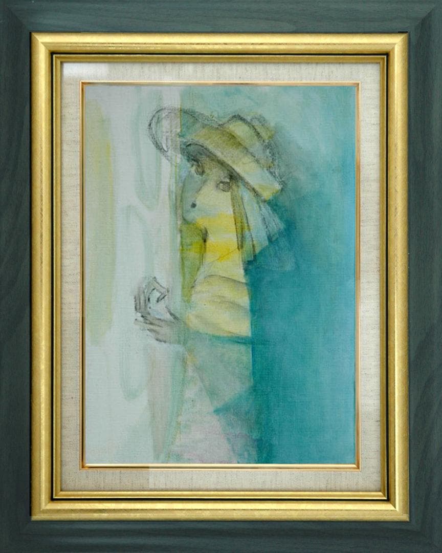 油絵 菅家令子 絵 絵画インテリア 額付(黒) F4-071012 人物 女性