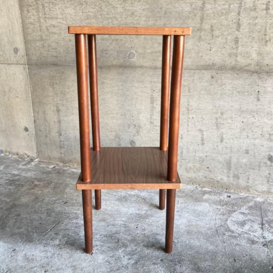 木製 ラック 飾り棚 電話台 サイドテーブル 花台 2段 木目調 昭和レトロ