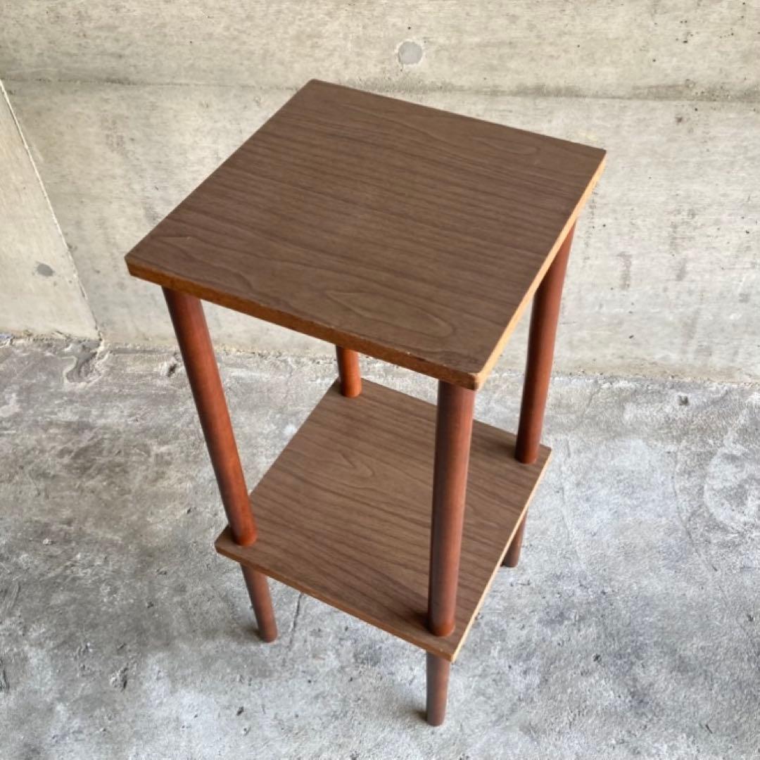 木製 ラック 飾り棚 電話台 サイドテーブル 花台 2段 木目調 昭和レトロ