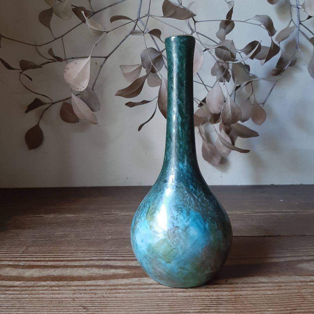 No4707 リモージュ　フランス　鶴首花瓶　高さ21cm 陶磁器　送料無料