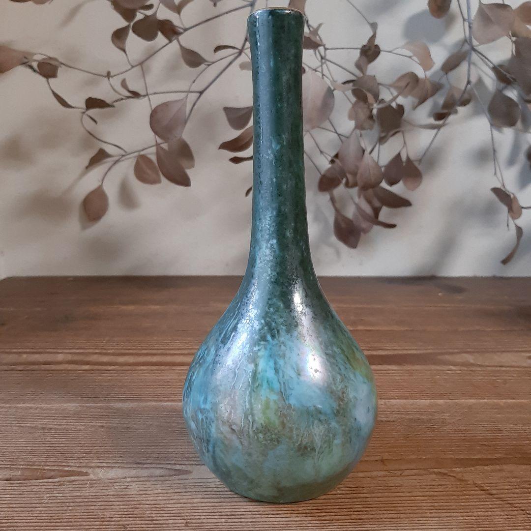 No4707 リモージュ　フランス　鶴首花瓶　高さ21cm 陶磁器　送料無料