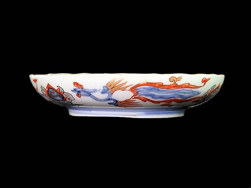 古伊万里　金襴手　鳳凰に花の図　４寸皿　５枚 　C237AS-COr