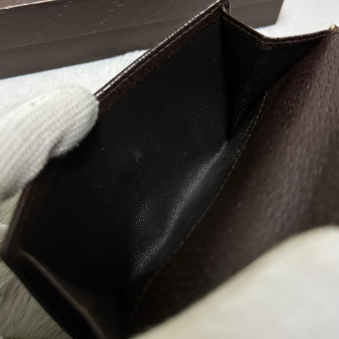 GUCCI グッチ　折り財布　メタルロゴ　キャンバス　GG ブラウン
