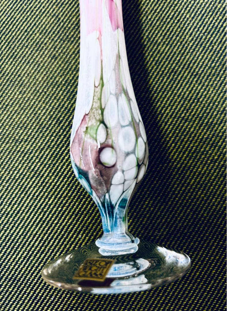 英国 Isle of wight glass アートガラス 花瓶　一輪差