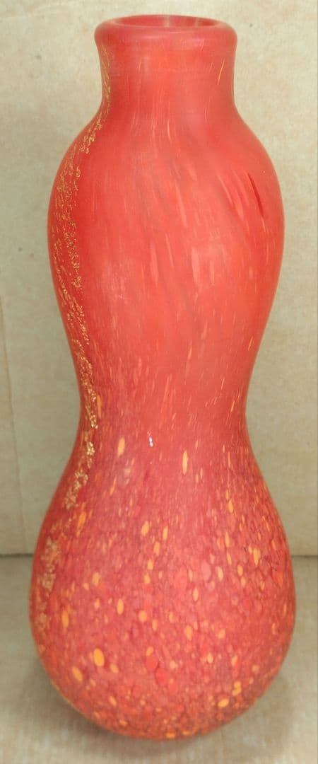 【本物保証】藤田喬平 手吹 金彩花瓶 共箱 美品 高さ23㎝ 個展出品作