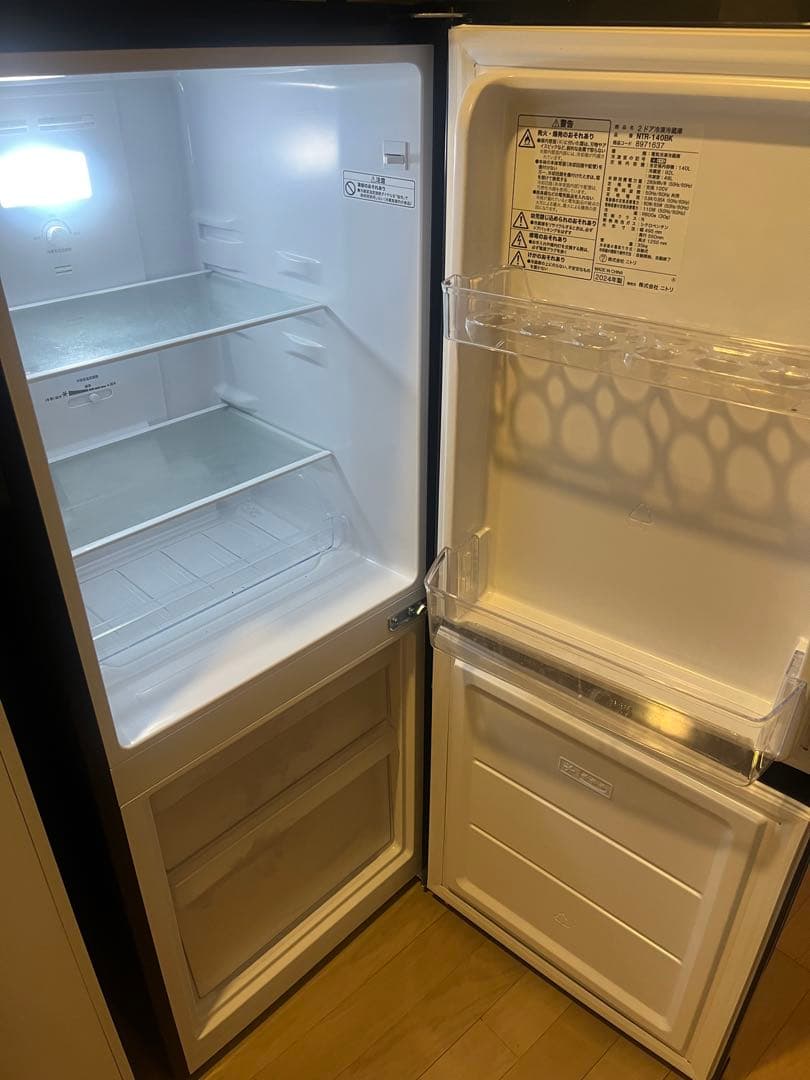 【美品】ニトリ 2ドアファン式冷蔵庫 NTR-160KH 2024年製 ブラック