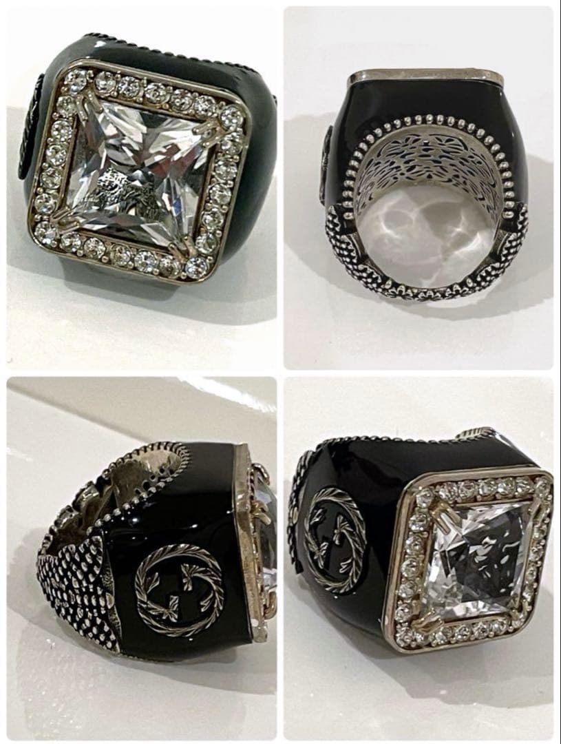 GUCCI シルバークリスタル　リング 12号　グッチ