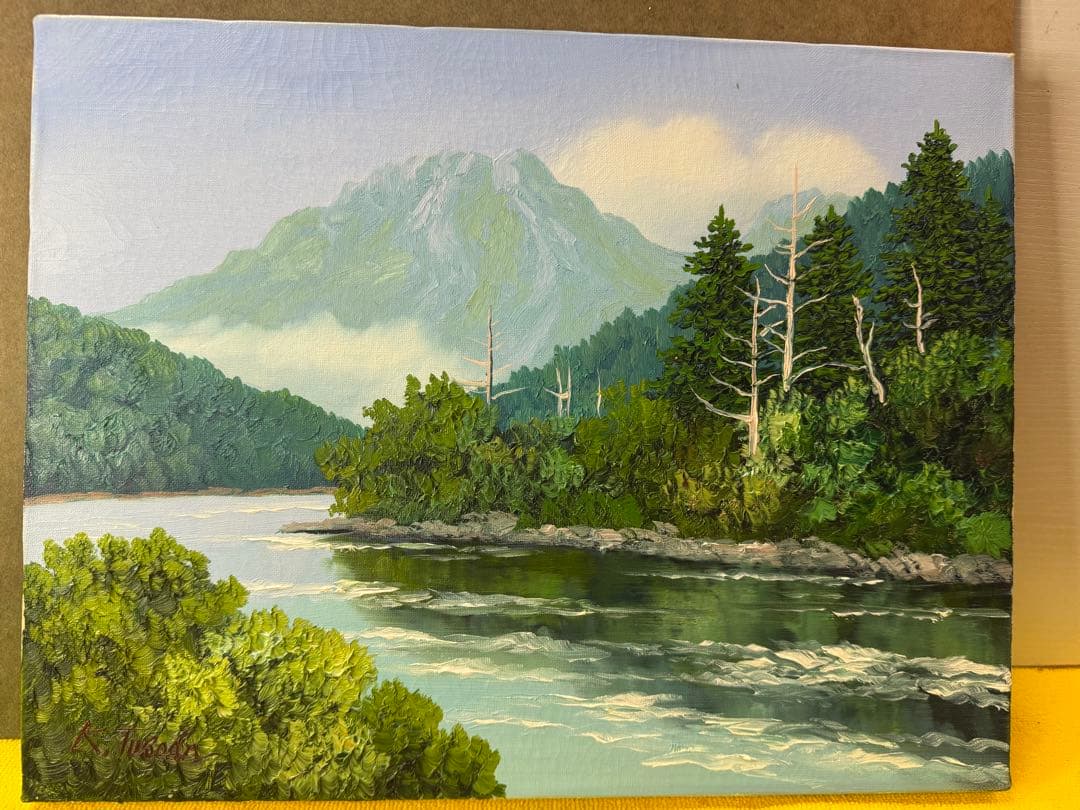 真作保証■油彩■塚田國次■焼岳■実力作家・壮大風景■額付絵画